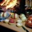Onions shelled with hamburger inside to make onion meatloaf.