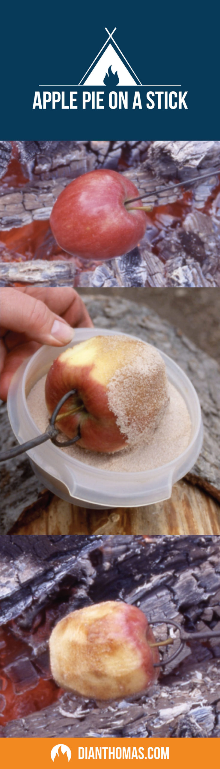 Apple pie on a stick is a delicious camp fire treat perfect for your next campout adventure.