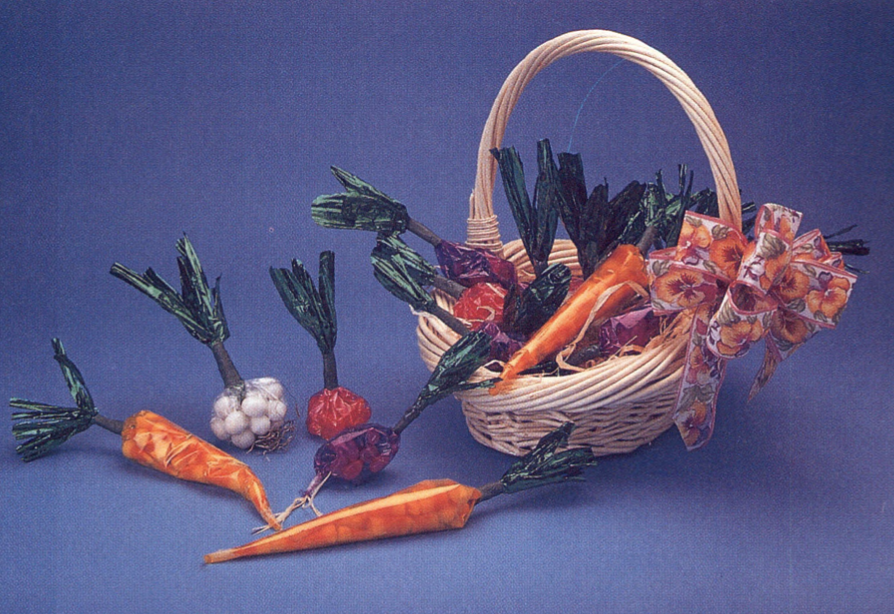 Shape candy filled Easter bags into vegetables!