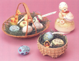 Share an Easter message on a hollowed out Easter egg.