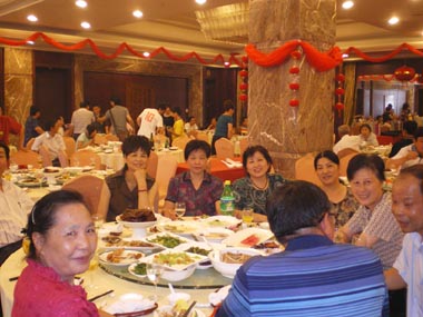 Wedding guests are treated to a sumptuous banquet to commemorate the joining of two families.